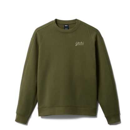 YETI™ Logo Script Fleece Crew Neck Olive