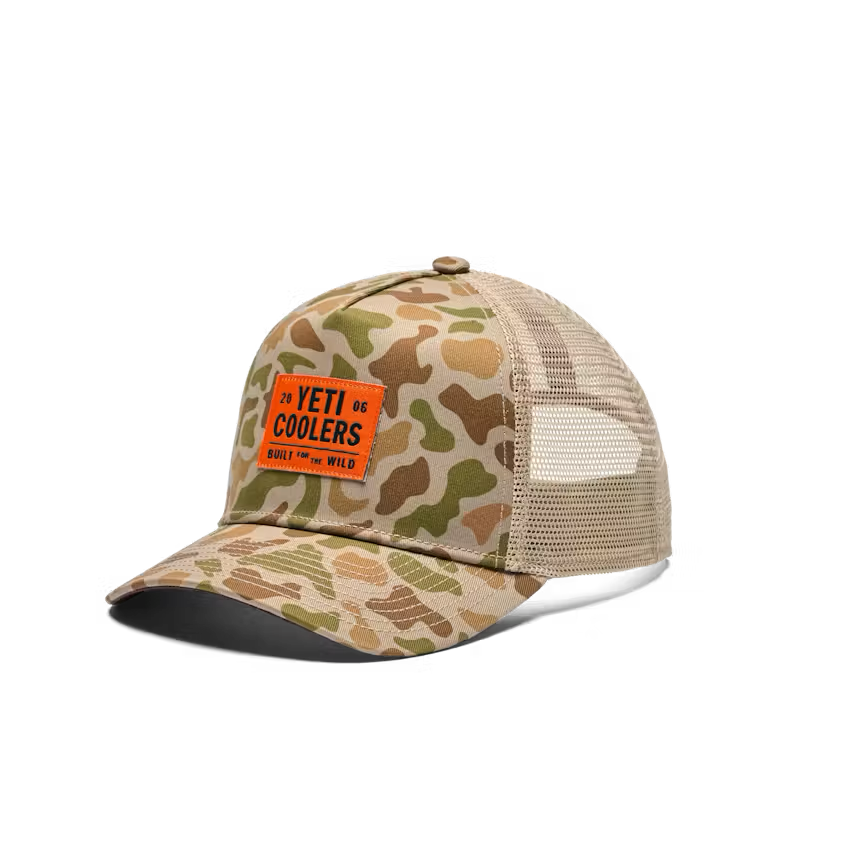 YETI COOLERS Flat Brim Rope Hat Camo Brown
